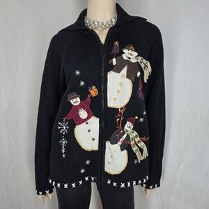 Vintage Tiara International Sweater Womens Large Snowman Christmas‎ 2000s Granny